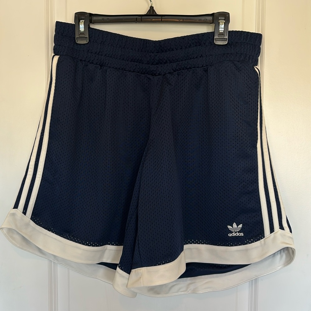 Adidas high waisted navy and white boxing shorts